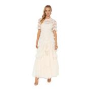 Needle & Thread Champagne Tulle Maxi Klänning Marilla Beige, Dam