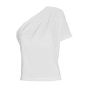 Gauge81 Vit enaxlad veckad T-shirt White, Dam