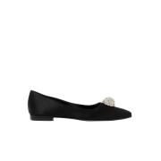 Manolo Blahnik Svarta Kristallballettflats Black, Dam