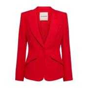 Roland Mouret Röd Blazer Enkelknäppt Stilfull Red, Dam