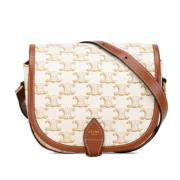 Celine Vintage Pre-owned Canvas crossbodyvskor White, Dam