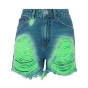 Philipp Plein Blå Distressed Dam Shorts Blue, Dam