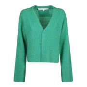 JW Anderson Stilig V-ringad Cardigan Tröja Green, Dam