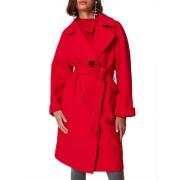 Actitude Röd Trenchcoat med Breda Revers Red, Dam