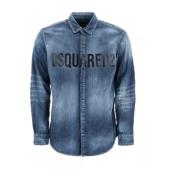 Dsquared2 Denim skjorta med tryckt logotyp Blue, Herr