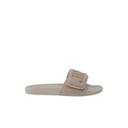 Jimmy Choo Beige Fitz Logo Slides Brown, Herr