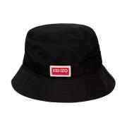 Kenzo Svart Bucket Hat med Logo Black, Dam