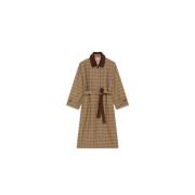 Kenzo Prince of Wales Ull Trench Coat Brown, Dam