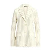 Ralph Lauren Cream Striped Blazer Beige, Dam