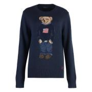 Ralph Lauren Broderad Crew-Neck Sweater Blue, Dam