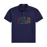 Ralph Lauren Marinblå pikétröja med färgstark logga Blue, Herr