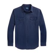 Ralph Lauren Navy Chino Classic Fit Shirt Blue, Herr