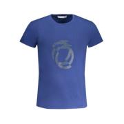 Trussardi Tryck Logo Rund Hals T-shirt Blue, Herr