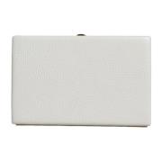 Dolce & Gabbana Guldram Läder Clutch Väska White, Dam