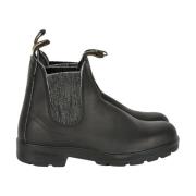 Blundstone Svarta läderankelboots med glitter Black, Dam