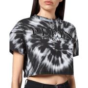 Philipp Plein Svart Crop T-shirt för kvinnor Black, Dam