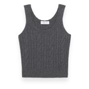 Blumarine Stickad Tank Top Gray, Dam