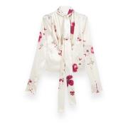 Blumarine Satin Print Blus White, Dam