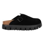 Birkenstock Chunky mocka lädersandal i svart Black, Dam