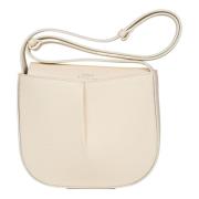 Studio Nicholson Veckad Läder Crossbody-väska i Off-White Beige, Dam