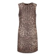 Dolce & Gabbana Leopard Jacquard Midi Klänning Brown, Dam