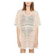 VERO MODA Beige V-ringad Kortärmad Klänning Beige, Dam