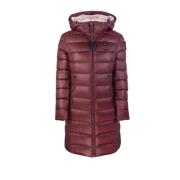 Blauer Röd vadderad nylon huva jacka Red, Dam