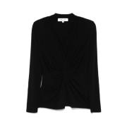 Diane Von Furstenberg Svart V-ringad Jerseytopp med Detaljer Black, Da...