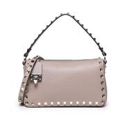 Valentino Garavani Rockstud Axelväska i Taupe Beige, Dam