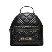 Moschino Svart Elegant Mångsidig Ryggsäck med Gyllene Detaljer Black, ...