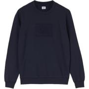 C.P. Company Lätt Fleece Label Sweatshirt Navy Blue, Herr