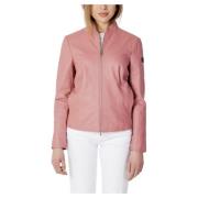 Peuterey Rosa läderblazer med fickor Pink, Dam