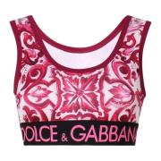 Dolce & Gabbana Majolica Print Ärmlös Topp Vit Fuchsia Multicolor, Dam