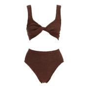 Hunza G Metallic Ruched Bikini Set Brown, Dam