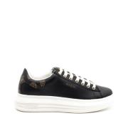 Guess Rensade Linjer Läder Sneakers Black, Dam