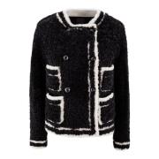 Blancha Shearling Svart Jacka med Kontrasterande Kant Black, Dam