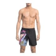 Bikkembergs Strandkläder - Sidoprint Badshorts Black, Herr