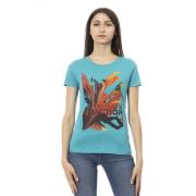 Trussardi Casual Rund Hals T-shirt Front Print Blue, Dam