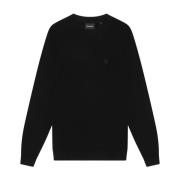 Lyle & Scott Stickade Tonal Eagle Lambswool Crew Neck Jumper Black, He...