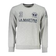 La Martina Broderad Crewneck Sweatshirt Grå Gray, Herr