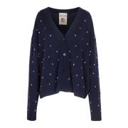 Semicouture Bell Cardigan i Trendig Stil Blue, Dam