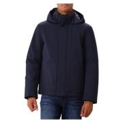 Woolrich Blå Melton Stretchjacka med Huva Blue, Herr