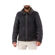 Ten C Svart Shearling Bomberjacka Black, Herr