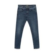 Pt01 Indigo Blue Skinny Cut Denim Jeans Blue, Herr