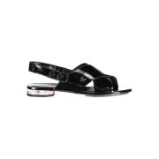 Calvin Klein Platt Korsad Framsida Sandal Svart Black, Dam