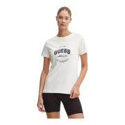 Guess Bomull Logo T-shirt - Vit White, Dam