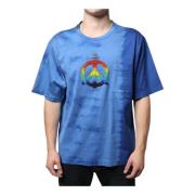 Dolce & Gabbana Tie-Dye Peace Sign Crewneck T-shirt Blue, Herr