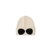 C.p. Company Merino Wool Goggle Beanie - Vit Beige, Unisex