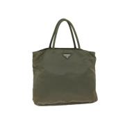 Prada Vintage Pre-owned Nylon handvskor Green, Dam