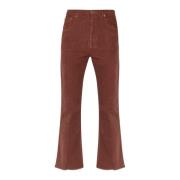 Ottod'Ame Sammet Flare Byxor med Fransad Kant Brown, Dam